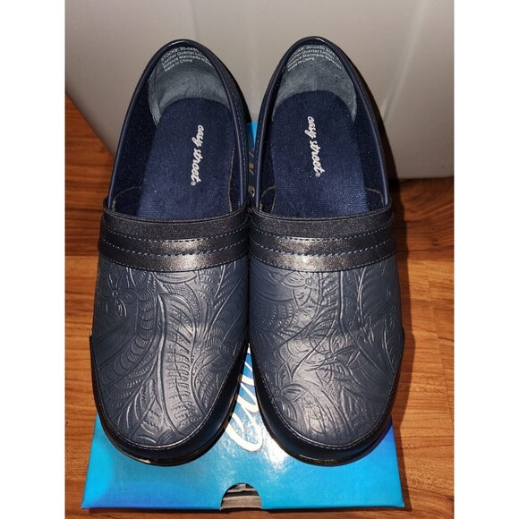 Easy Street Women's Origin Size 9 Wide X-Wide Slip On Blue Floral Print - Picture 1 of 7